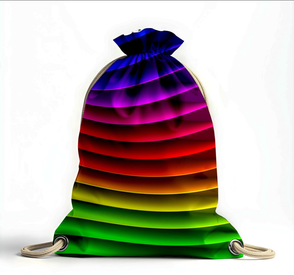 Рюкзак мішок "Веселкові хвилі лінії абстракція 3"