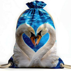 Рюкзак мішок "Білі лебеді птахи серце"