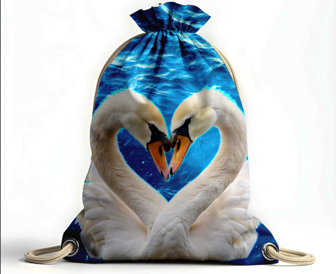 Рюкзак мішок "Білі лебеді птахи серце"