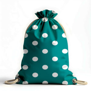 Рюкзак мішок "Білий горошок бірюзовий фон"