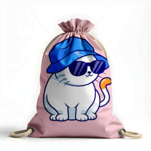 Рюкзак мішок "Біла арт кішка в синьому капелюшку"