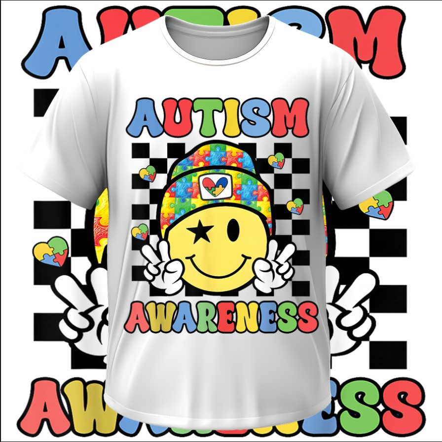 Футболка "Аутизм аутист пазли напис логотип смайлик емодзі" ВСІ Розміри Преміум тканина