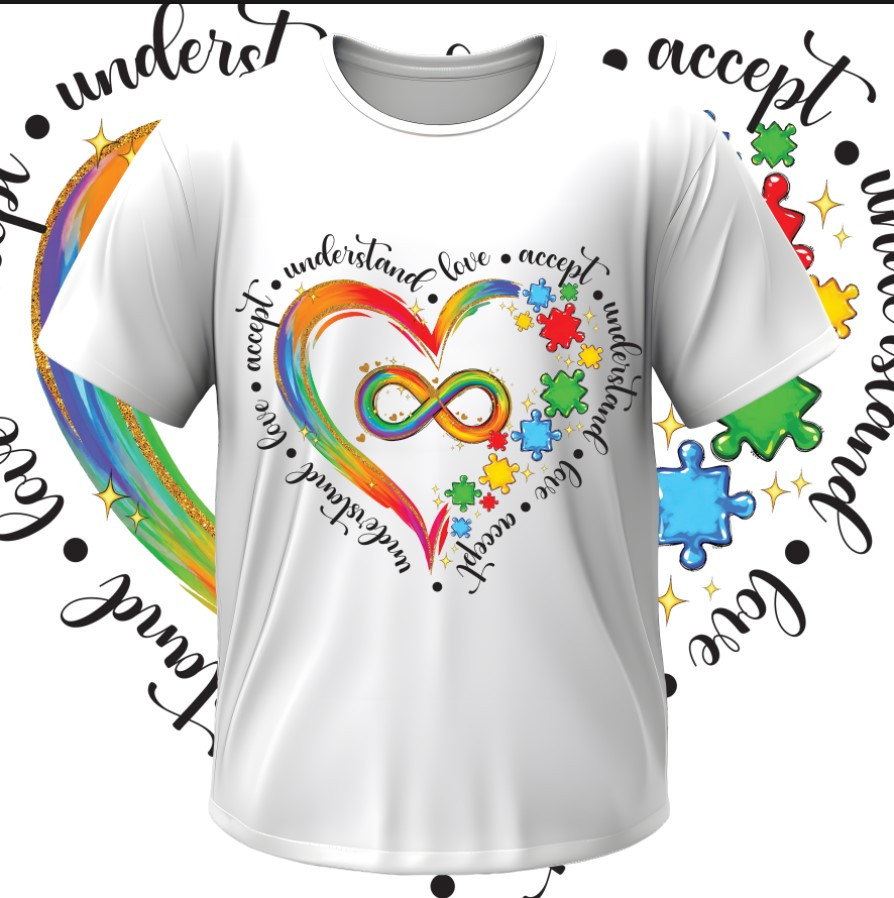 Футболка "Аутизм аутист пазли напис лого арт серце" ВСІ Розміри Преміум тканина