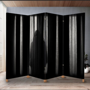 Декоративний екран ширма з принтом "Хеловін хорор привид за шторою"