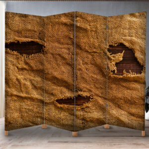 Декоративний екран ширма з принтом "Текстура тканини мішковини старої з дірками брудна"