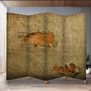 Декоративний екран ширма з принтом "Текстура тканини мішковини старої з дірками"