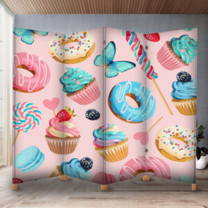 Декоративний екран ширма з принтом "Солодощі тістечка пончіки"