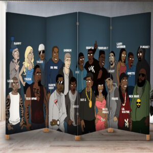 Декоративний екран ширма з принтом "Реп виконавці малюнок"