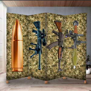 Декоративний екран ширма з принтом "Піксель зброя куля рпг автомат гвинтівка"