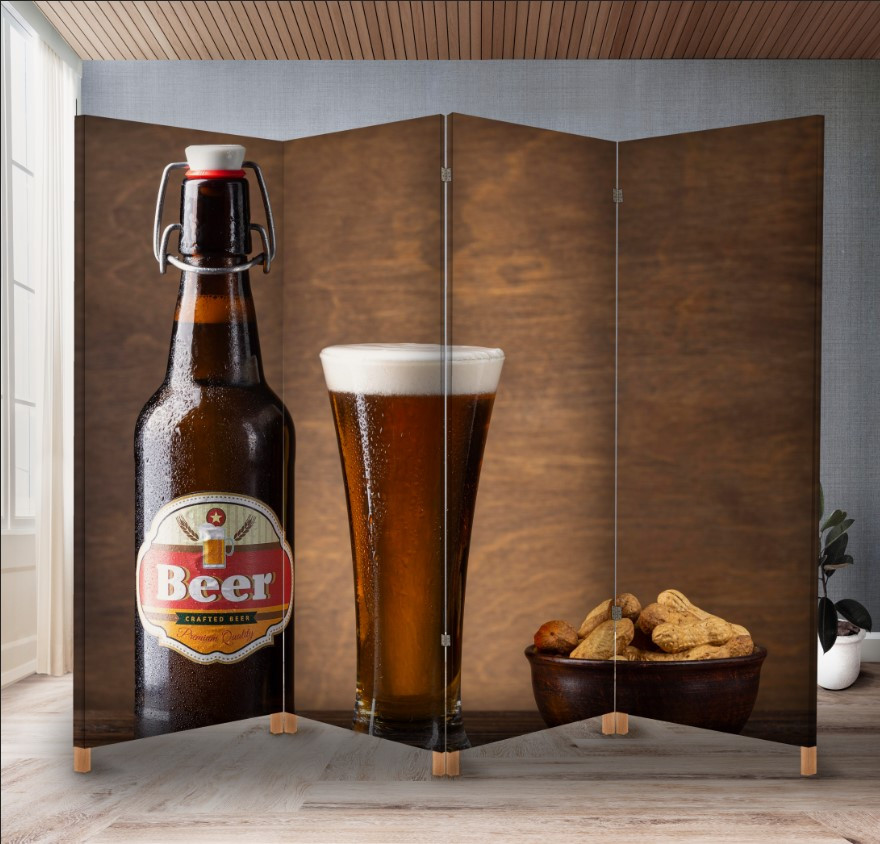 Декоративний екран ширма з принтом "Пиво пляшка келих"