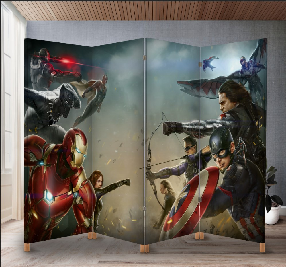 Декоративний екран ширма з принтом "Месники марвел битва"