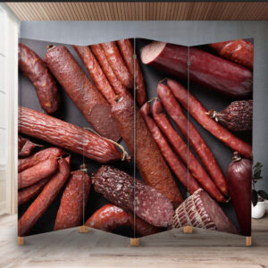 Декоративний екран ширма з принтом "Копчені ковбаси м'ясо"