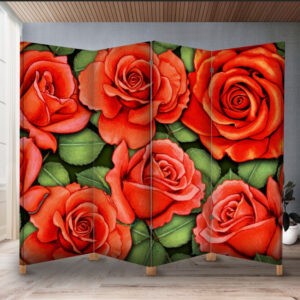 Декоративний екран ширма з принтом "Квіти троянди червоні"