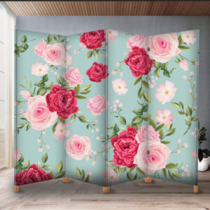 Декоративний екран ширма з принтом "Квіти троянди ніжний колір"