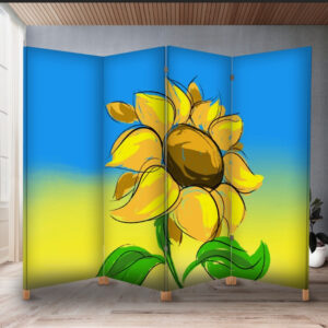 Декоративний екран ширма з принтом "Квіти акварель соняшник прапор Україна"