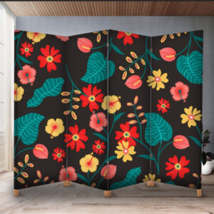 Декоративний екран ширма з принтом "Квіти акварель гарні вінтажні"