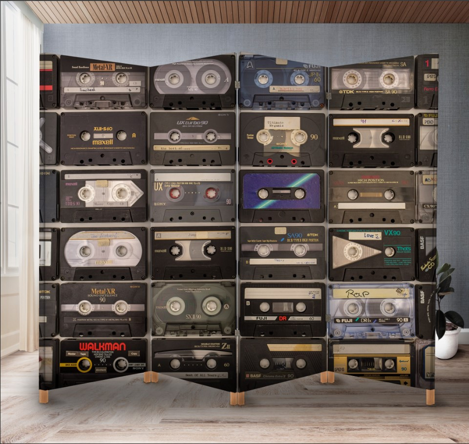 Декоративний екран ширма з принтом "Касети ретро музика"