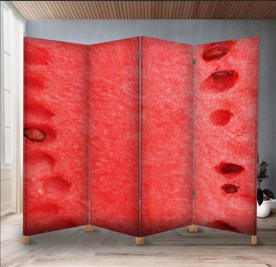 Декоративний екран ширма з принтом "Кавун текстура м'якоть"