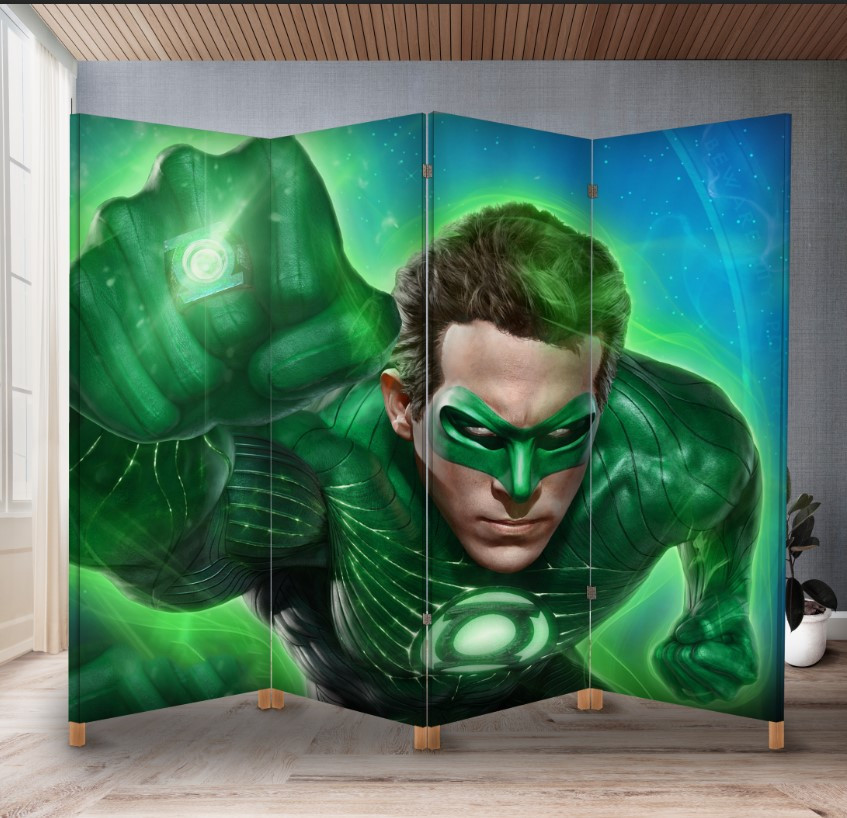 Декоративний екран ширма з принтом "Зелений ліхтар комікси супергерой"