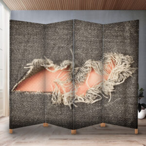 Декоративний екран ширма з принтом "Джинс текстура рвані потерті 1"