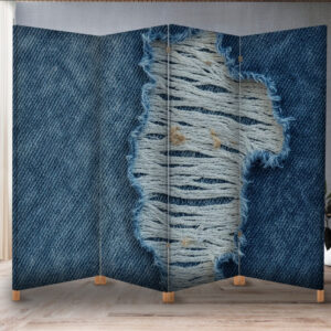 Декоративний екран ширма з принтом "Джинс текстура рвані потерті"