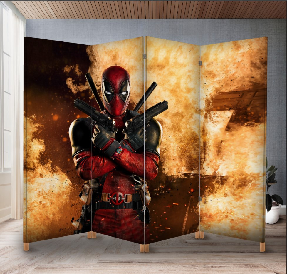 Декоративний екран ширма з принтом "Дедпул марвел вогонь"