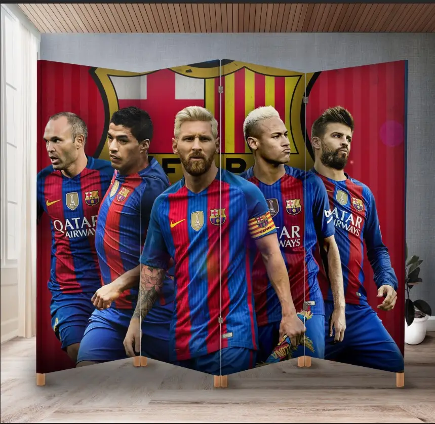 Декоративний екран ширма з принтом "Барселона гравці мессі футбол клуб команда"