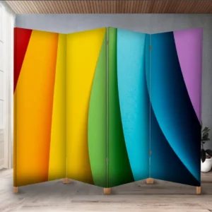 Декоративний екран ширма з принтом "Абстракція кольорів веселка лінії хвилі"