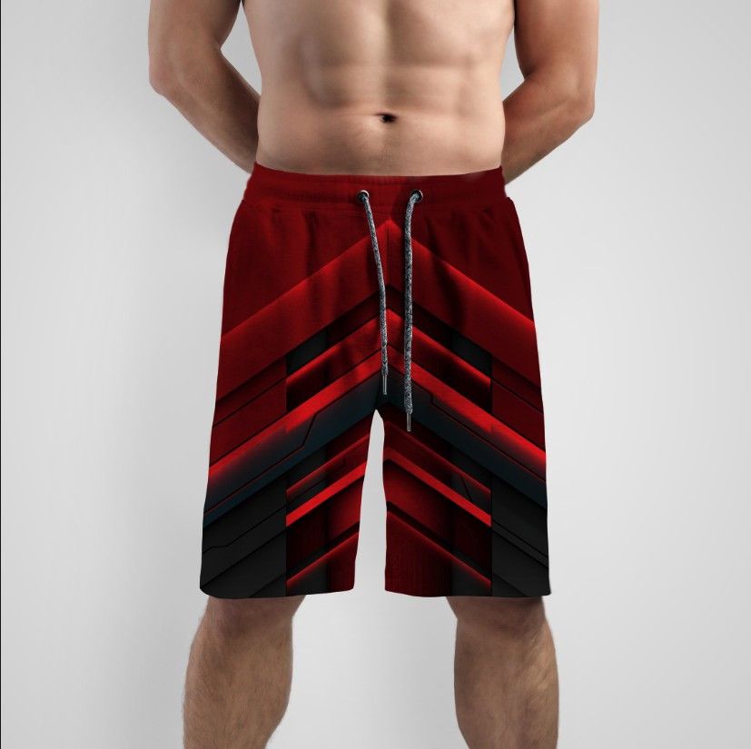 Шорти "Чорно червона текстура геометрична метал трикутники кути" ВСІ Розміри
