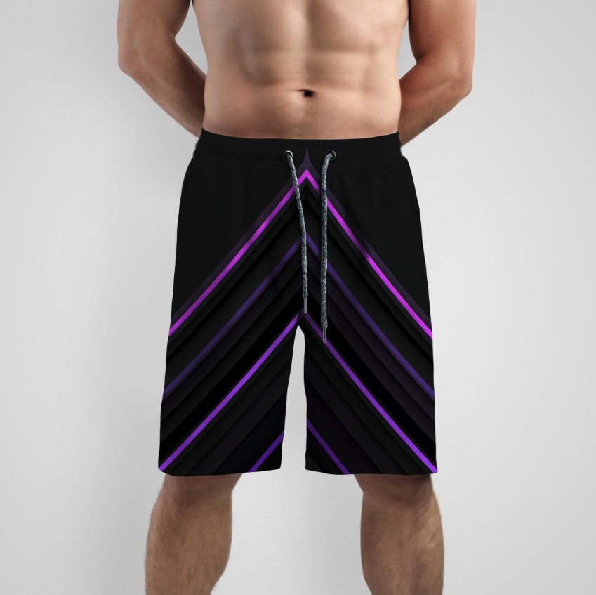 Шорти "Чорно фіолетова текстура геометрична метал трикутники неон" ВСІ Розміри