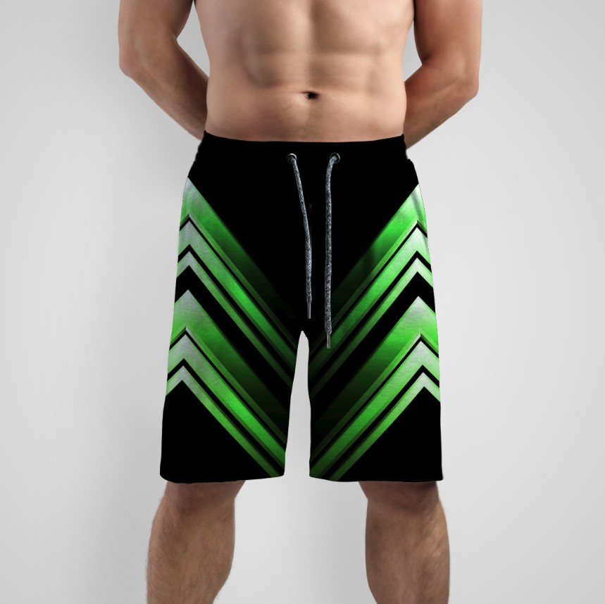 Шорти "Чорно зелена текстура геометрична метал трикутники" ВСІ Розміри