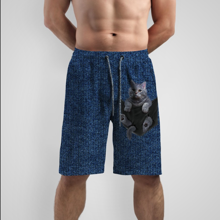 Шорти "Джинсова текстура котики в кишені прикольні 1" ВСІ Розміри