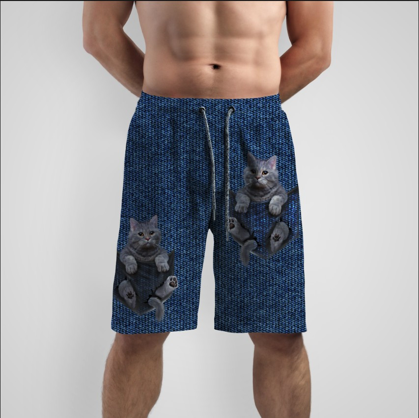 Шорти "Джинсова текстура котики в кишені прикольні" ВСІ Розміри