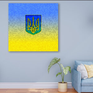 Картина в рамі "Україна герб тризуб жовто блакитний патриотична 1" панно