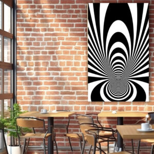 Картина в рамі "Оптична ілюзія чорно біла геометричний стиль 5" панно