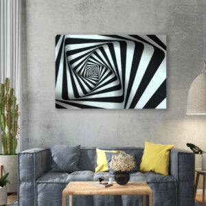 Картина в рамі "Оптична ілюзія чорно біла геометричний стиль 3" панно