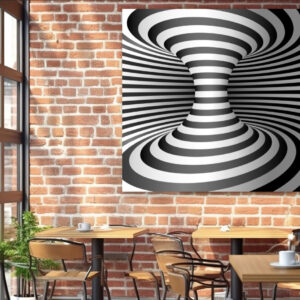 Картина в рамі "Оптична ілюзія чорно біла геометричний стиль" панно