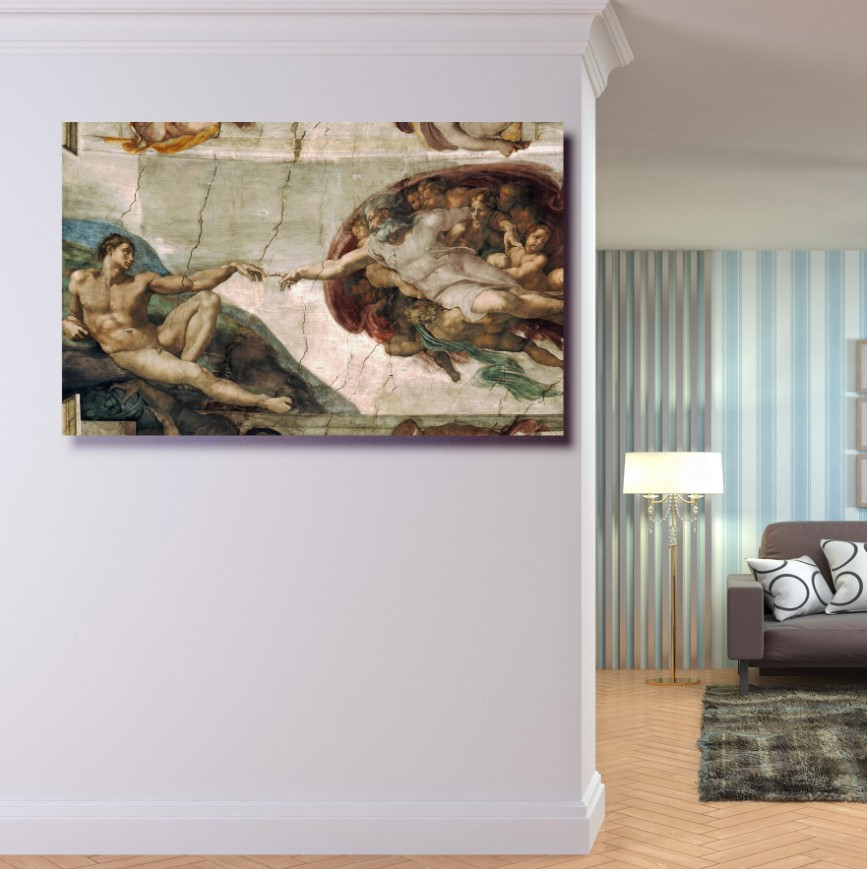 Картина в рамі "Мікеланджело мистецтво створеня адама художник" панно