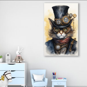 Картина в рамі "Кіт стімпанк" панно