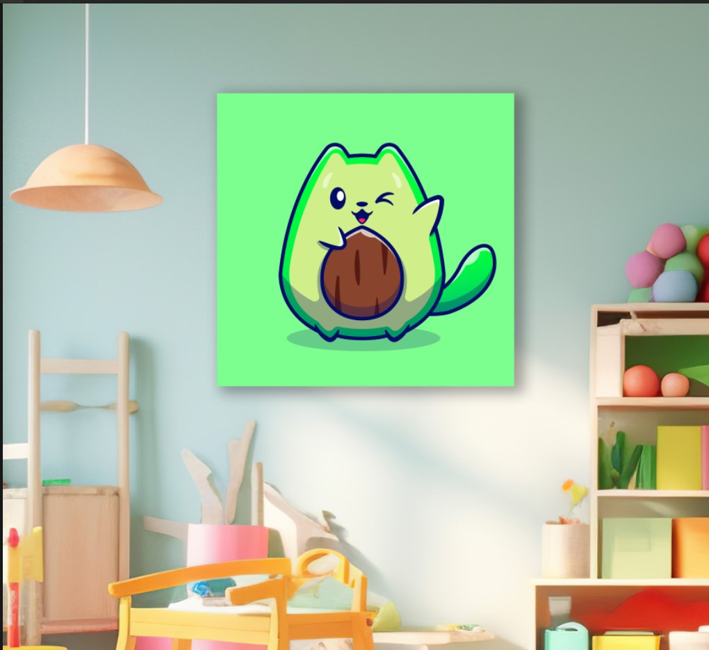 Картина в рамі "Кіт малюнок авокадо" панно