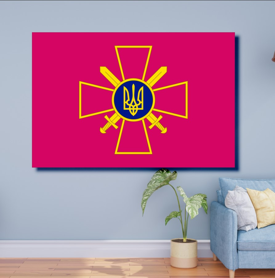 Картина в рамі "Емблема сухопутні війська ЗСУ України прапор" панно