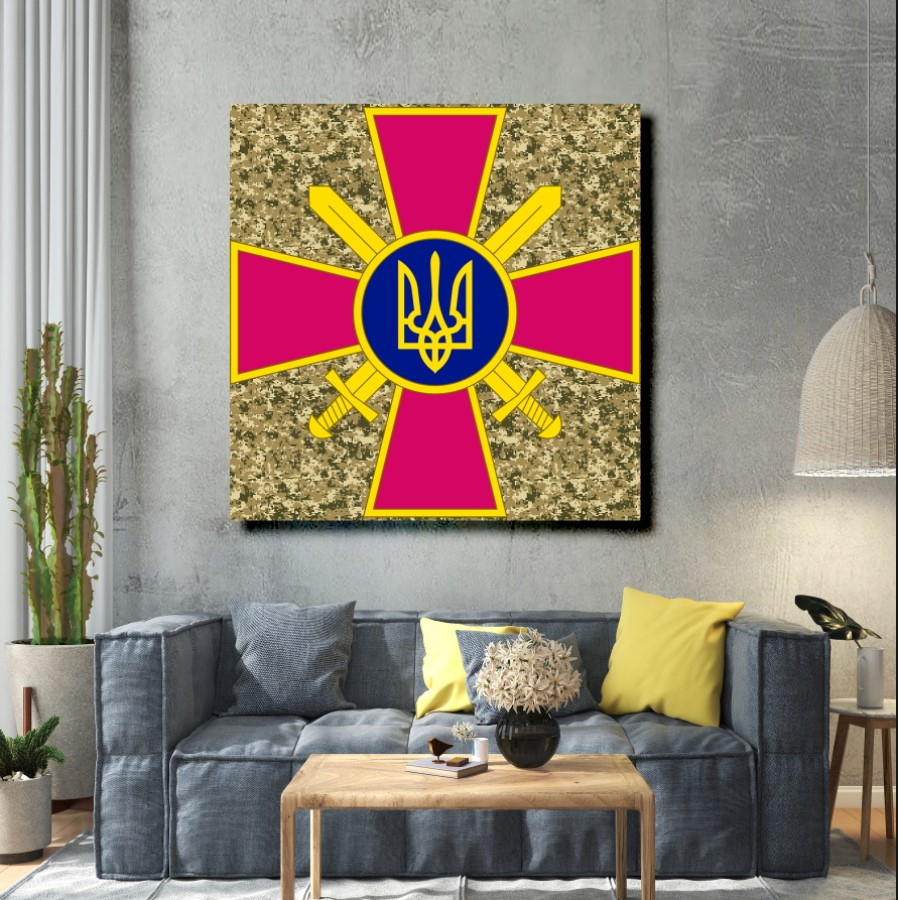 Картина в рамі "Емблема сухопутні війська ЗСУ України" панно