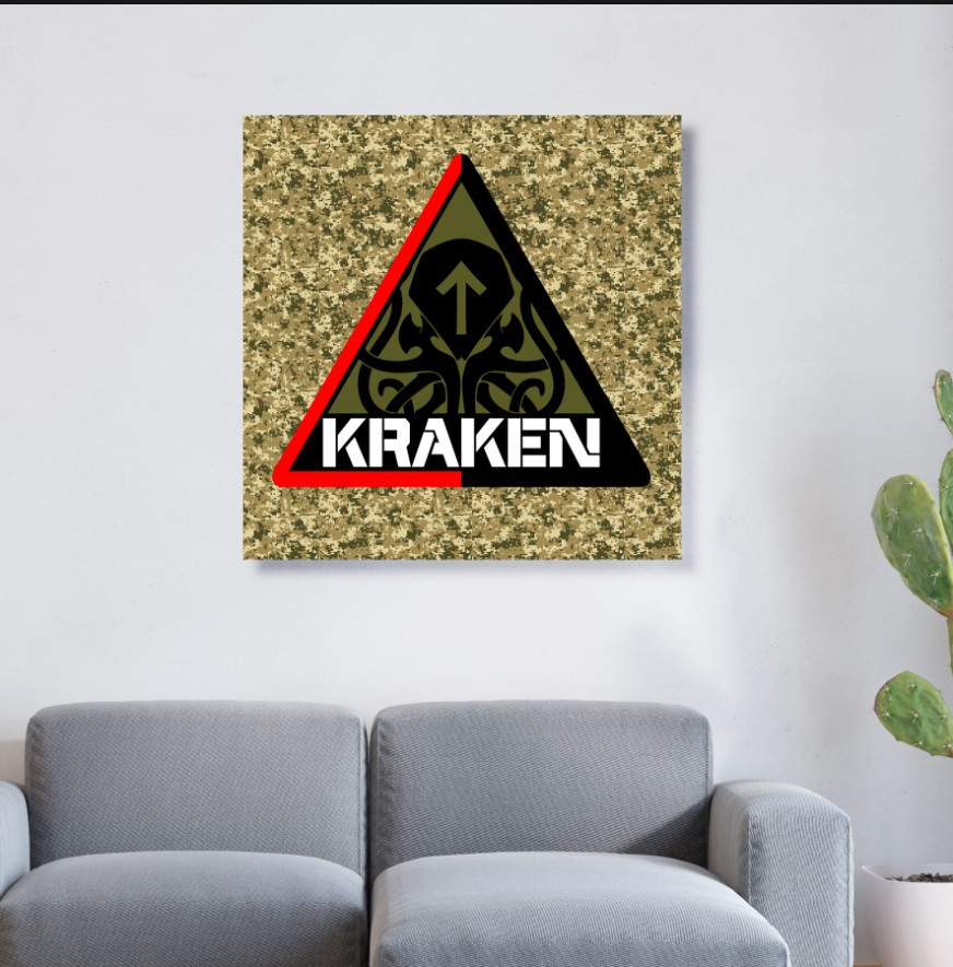 Картина в рамі "Емблема Спецпідрозділ Kraken кракен піксель ЗСУ України" панно