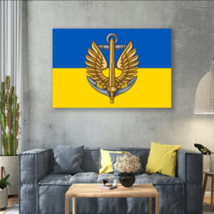 Картина в рамі "Емблема знак морської піхоти прапор ЗСУ ВМС України" панно