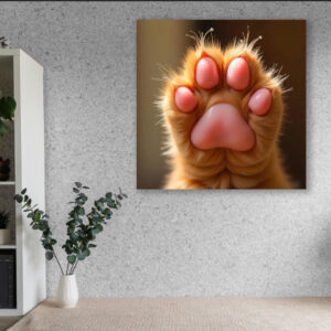 Картина в рамі "Долоня лапка рудого котика" панно