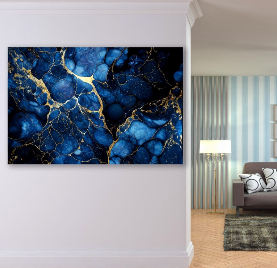 Картина в рамі "Блакитний мармур текстура" панно