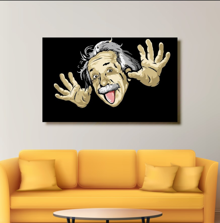 Картина в рамі "Альберт Ейнштейн портрет арт прикольна" панно