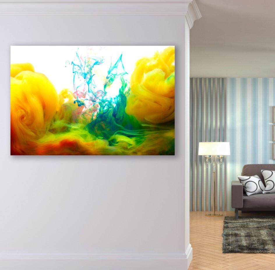 Картина в рамі "Абстракція кольорів фарби хмари дим" панно