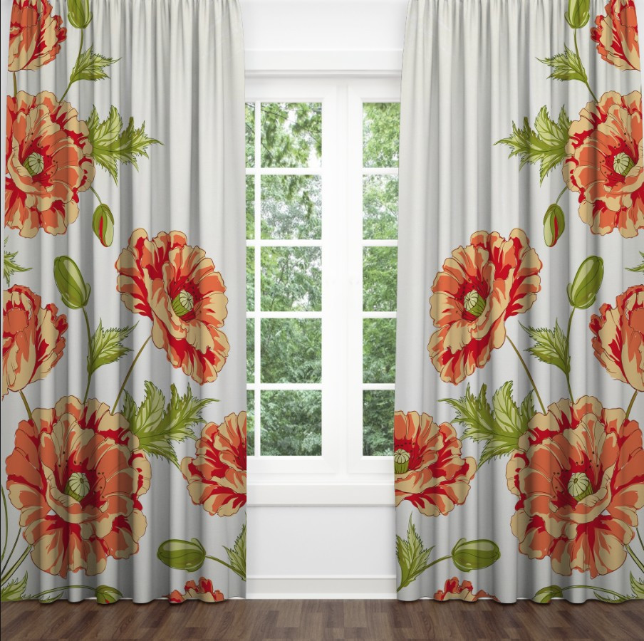 Штори Квіти маки національний стиль