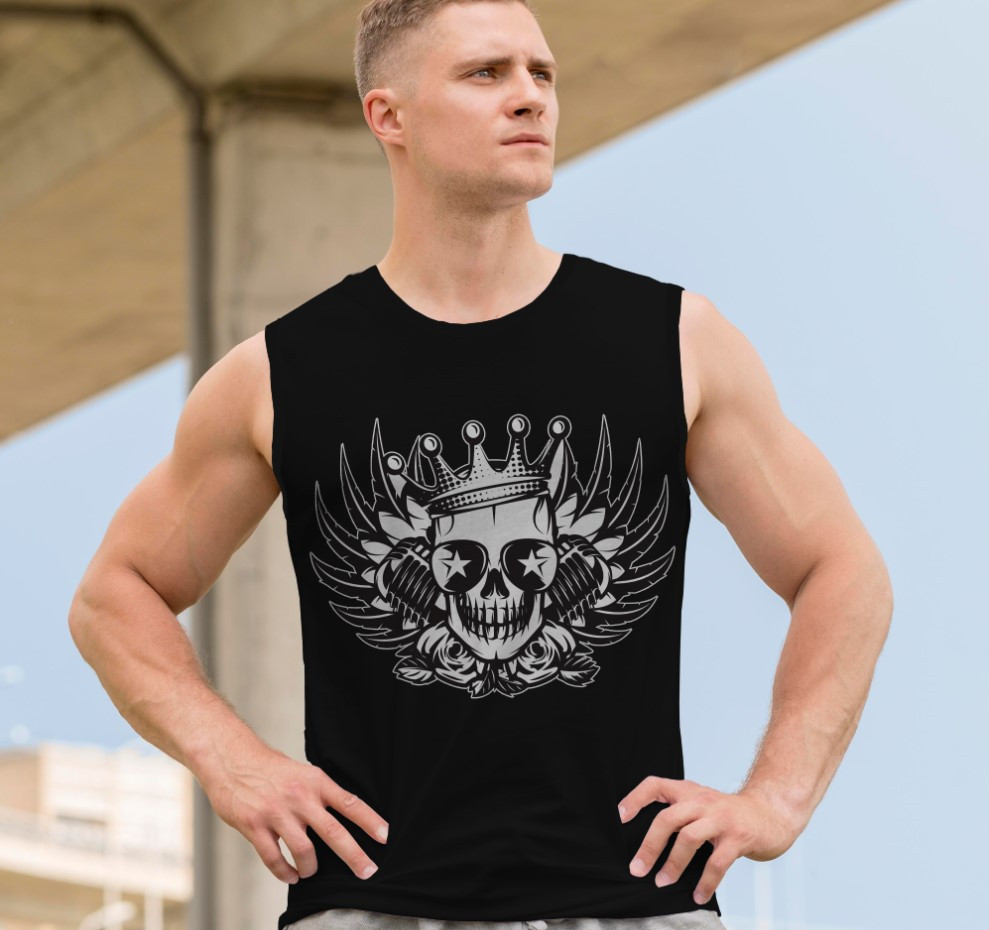 Футболка безрукавка майка "Череп готика Геловін арт метал рок рокер" ВСІ Розміри Преміум тканина